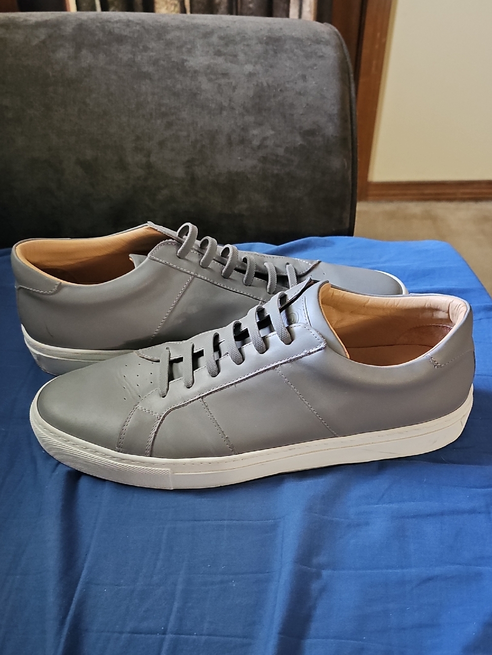 Greats Gray Leather Low-Top Sneakers with White Sole